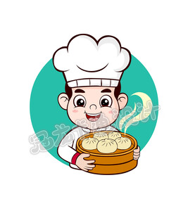 卡通包子店厨师矢量图