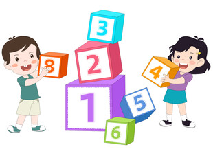 儿童教育培训彩色数字积木数学课