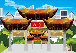 云南地标金马碧鸡坊