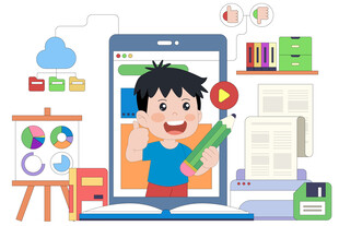 卡通k12线上儿童教育培训插画