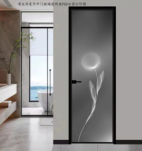 高清分层透明底平开门玻璃打印图