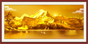 背靠金山风景画