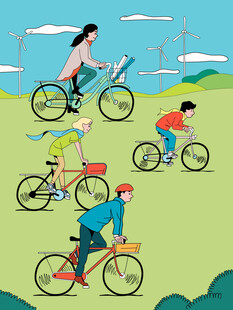 户外自行车比赛手绘插画