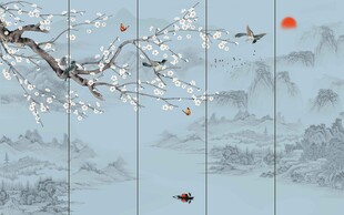 花鸟山水背景