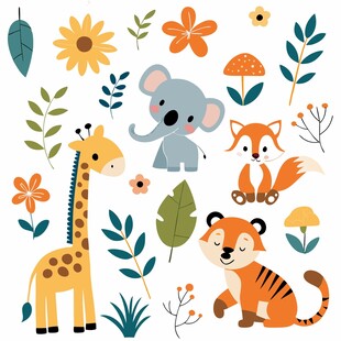 卡通动物印花图案