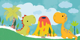 卡通恐龙背景墙