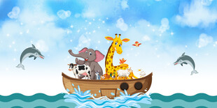 卡通海上动物背景墙