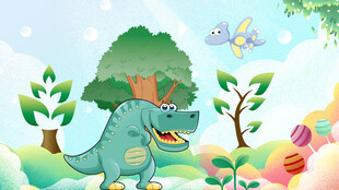 卡通恐龙背景墙