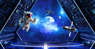 宇宙星空太空舱空间站