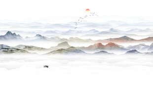 新中式水墨山水画