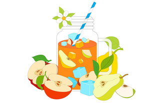 夏季避暑清爽苹果汁梨汁水果饮料