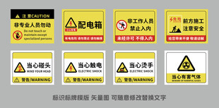 警示标识标牌模版