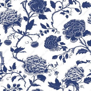 藤蔓枝叶花卉插画免抠四方连续