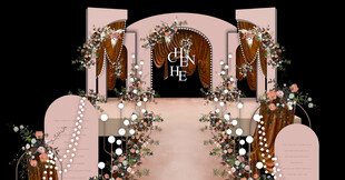 奶咖色主题婚礼背景