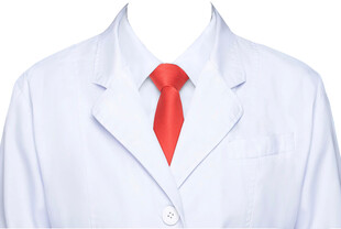 女医生白大褂大衣红色领带