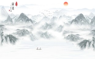 新中式山水背景墙