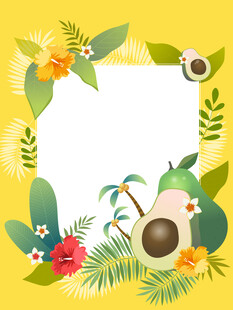 夏日牛油果花朵花卉植物边框框架