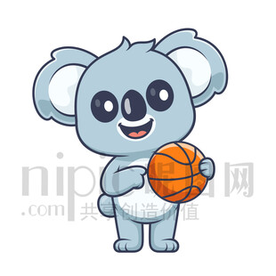 可爱卡通抱着篮球的考拉熊