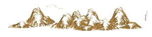 金色线条水墨山水画