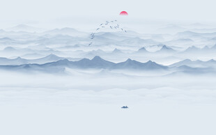 新中式山水背景墙