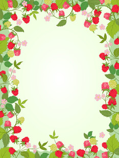 卡通可爱蔓越莓红莓藤曼边框背景