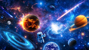 梦幻宇宙星球太空黑洞星空背景墙