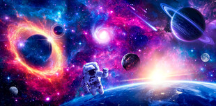 梦幻银河黑洞宇宙星球太空背景墙