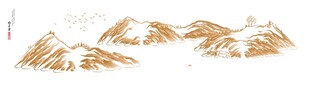 新中式线描水墨山水背景墙