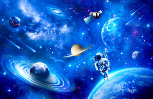 银河宇航员太空星球宇宙星空背景