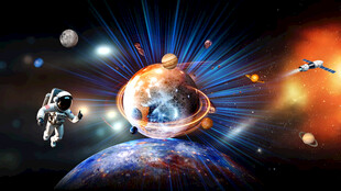 太阳系宇宙星球宇航员星空背景墙