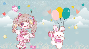 卡通女孩背景墙