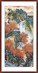 玄关山水竖幅玄关装饰画