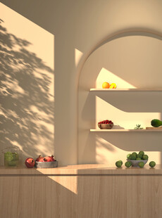 3D立体水果仿真直播间背景墙纸