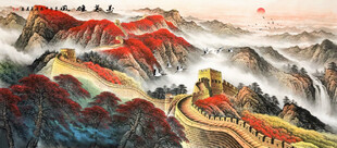 国画长城山水画