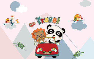 卡通儿童房背景墙