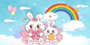卡通兔子背景墙