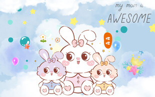 卡通兔子背景墙