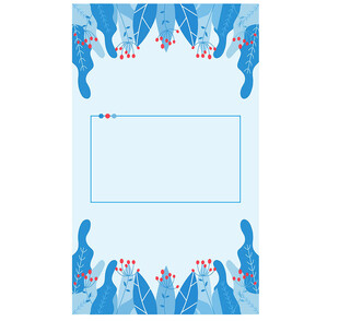 蓝色植物插画素材