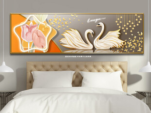 轻奢天鹅湖郁金香床头装饰画