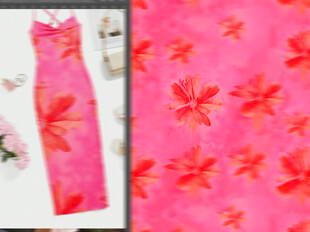 粉色花朵图案女士连衣裙