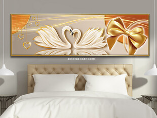 浪漫蝴蝶结天鹅湖床头装饰画
