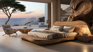 海景卧室 自然风奢华床榻