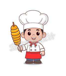 烤面筋的厨师手持美味串串