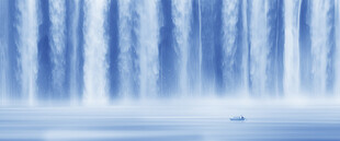 招财瀑布山水画