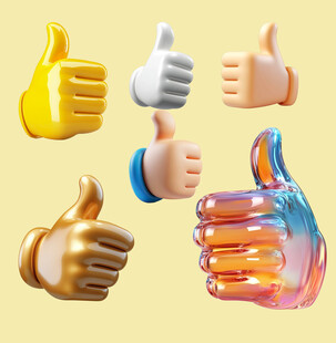 3D立体手势点赞大拇指元素素材