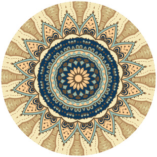 圆形复古民族风花纹图案