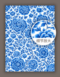 中式传统古典青花花纹图案