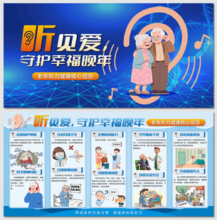 老年健康宣传周听力健康展板