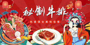 秘制牛排背景墙