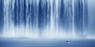 流水生财瀑布山水图